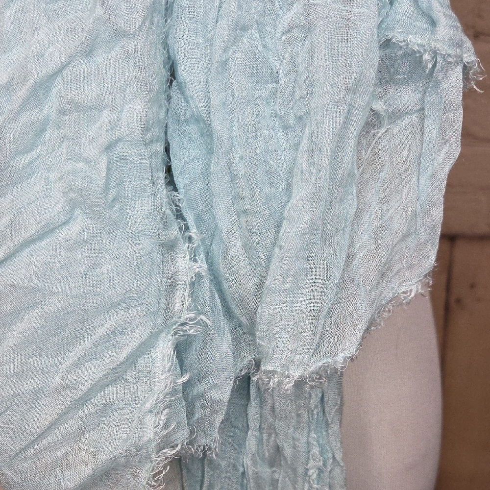 Light Blue Crinkled Wrap Scarf for Women - Picture 5 of 5